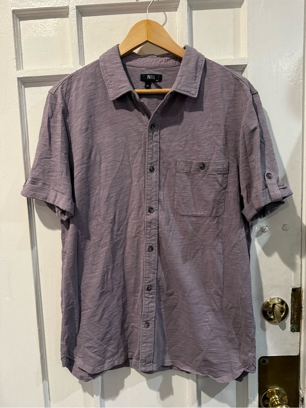 PAIGE Dusty Mauve Short-Sleeve Button-Down Shirt